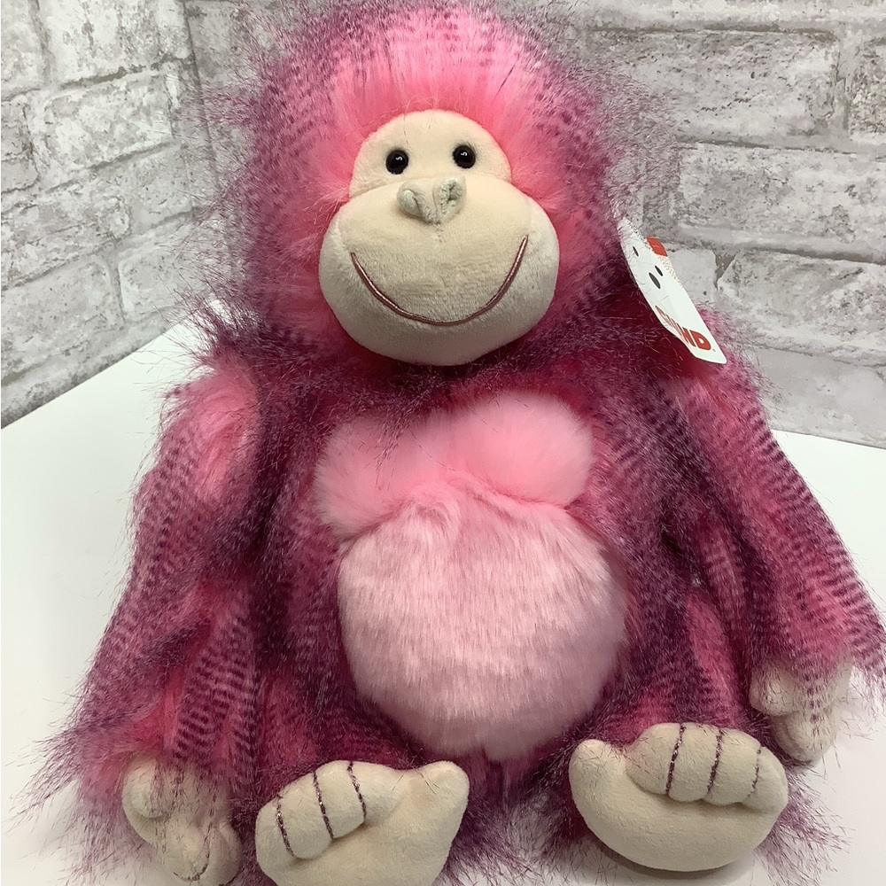 Gund Gorilla Plush Fab Pals Pink Ramona Stuffed Animal 12” NWT Soft Lovey